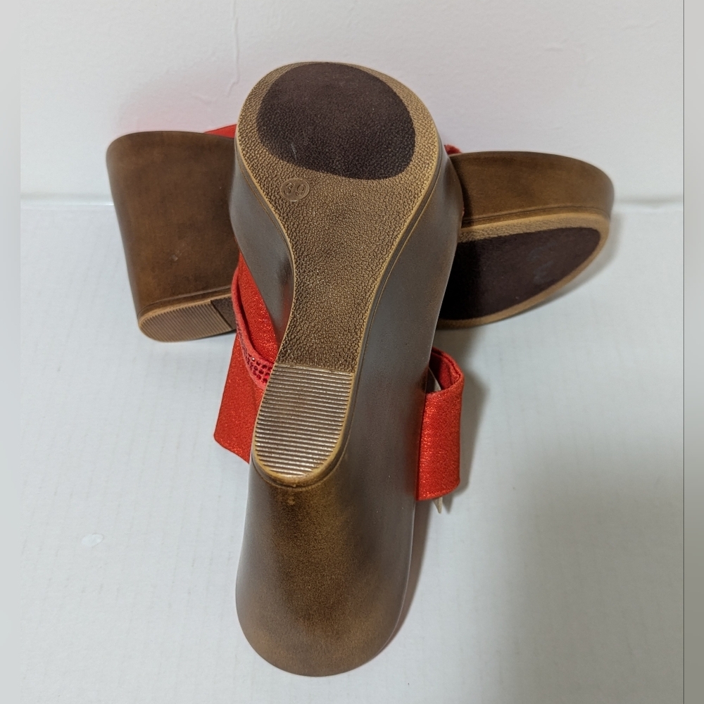 SZ 8 Italian Shoemakers Women's "Sadey" Platform Wedge Sandals - Red Orange - Picture 10 of 10